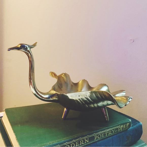 Vintage solid brass peacock/swan shaped trinket dish - Picture 2 of 9